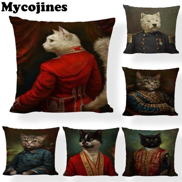 

cushion/decorative pillow anthropomorphic dog pillowcase cat military uniform earl clothing sofa bedroom car home decoration cushion cover