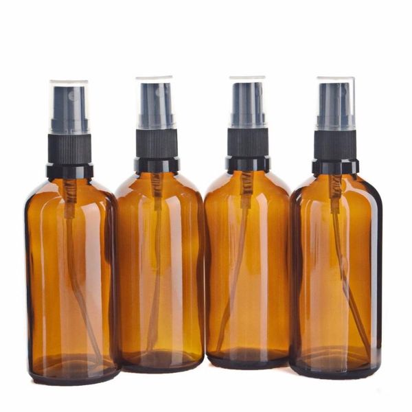 

storage bottles & jars 4pcs 100ml empty amber glass spray with fine mist sprayer for essential oil perfume cosmetic containers