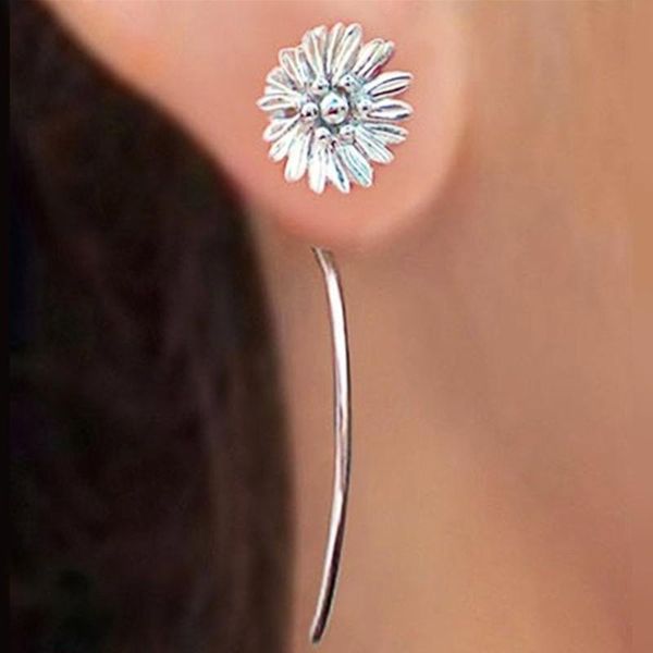 

dangle & chandelier yo metal flower shaped drop earrings vintage ethnic silver color elegant fashion party for women copper alloy plant