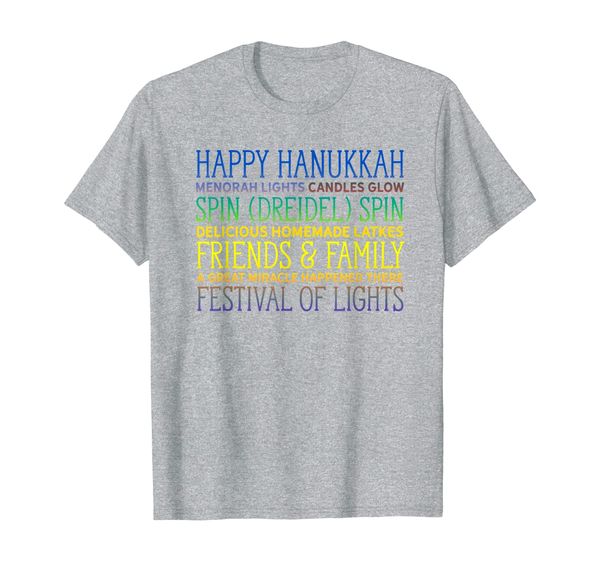 

happy hanukkah festival of lights dreidel latkes jew holiday t-shirt, White;black