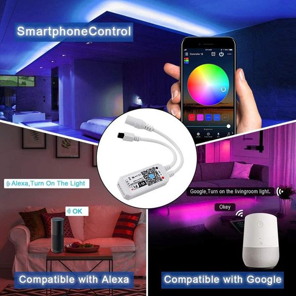 

smart home control wifi rgb/grb led controller, compatible with alexa/google istant, for /3528 strip light, 24 key remote