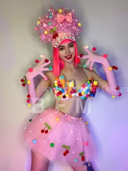 

stage wear ly recommended colorful candy pink tassel dress nightclub bar gogo female singer children's day performance, Black;red