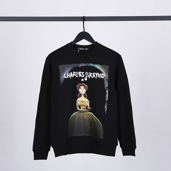 

cl cinderella's new pure cotton sweater couple's cartoon brand men's fashion personalized women's autumn and winter shir, Black
