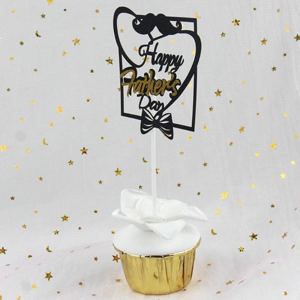 

5 pcs happy father's day cake ers paper cake picks cupcake decor party supplies for father's day birthday festival (black an