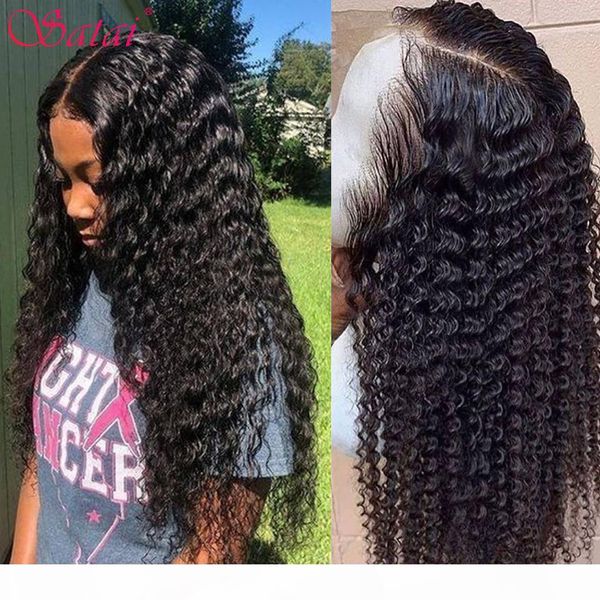 

satai deep wave 13*6 lace front wigs 150 180 density peruvian lace front wig pre plucked remy human hair wigs for black women