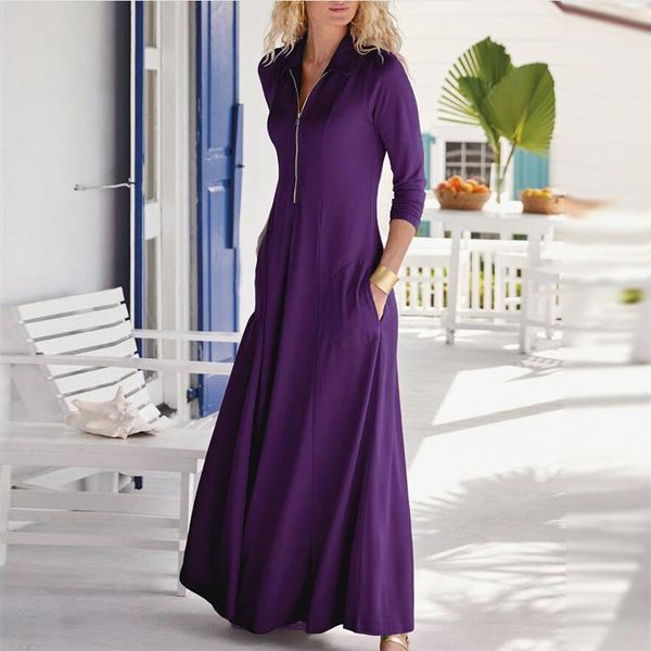

casual dresses a-line women autumn 2021 dress elegant long sleeves solid color pocket mid-length knitted retro, Black;gray