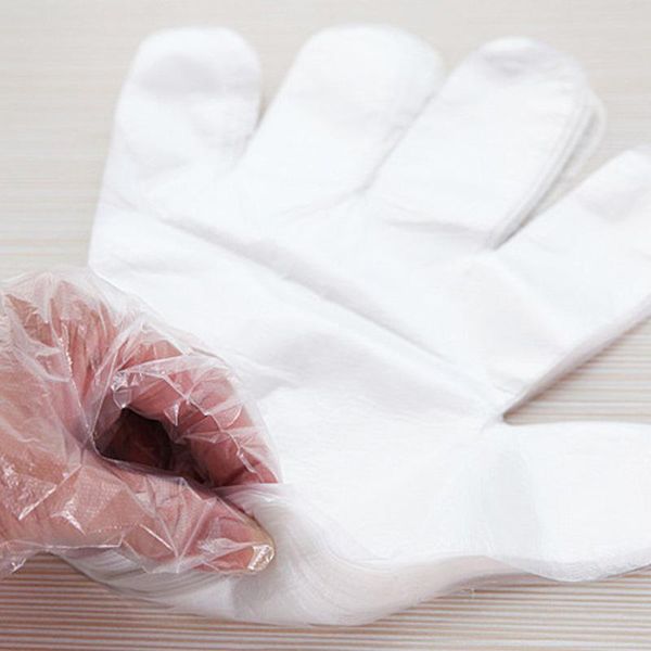 

disposable gloves 100pcs glovestransparent plastic one-off bbq pe multifuction restaurant kitchen accessories