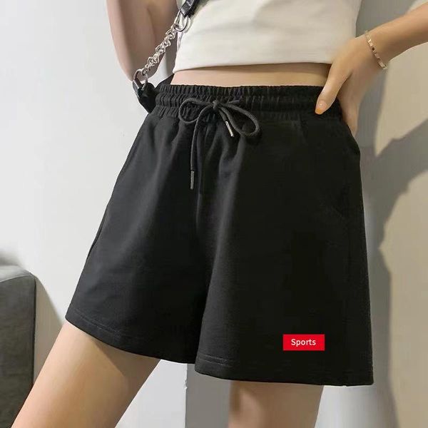 

women's shorts sports printed 2021 summer arrival european casual elastic belt wide leg loose fashion oversized beachwear, White;black