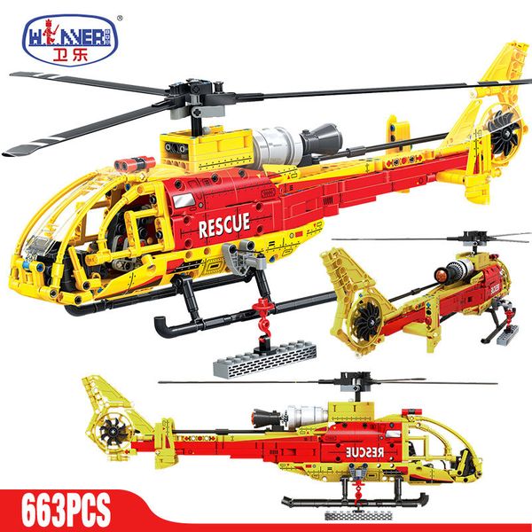 Beste 663PCS Flugzeug Bausteine High-tech Militär Hubschrauber Flughafen Brigade Ziegel Erleuchten Spielzeug Für Kinder