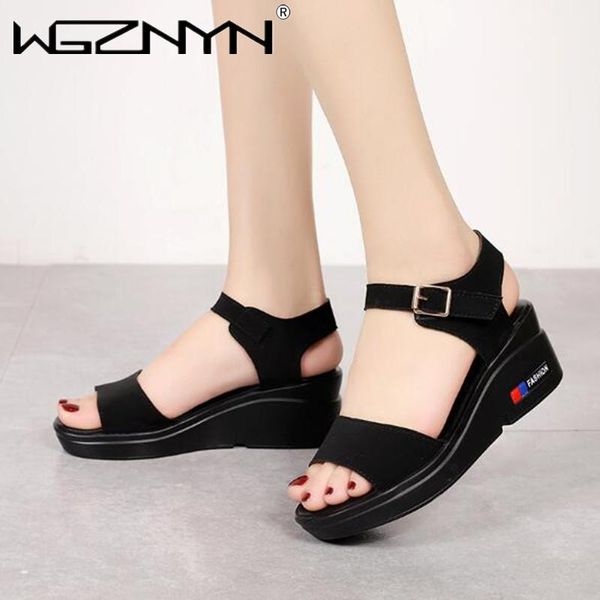 

sandals fashion women summer pumps platform roman wedges casual peep toe fish mouth thick with high heel, Black