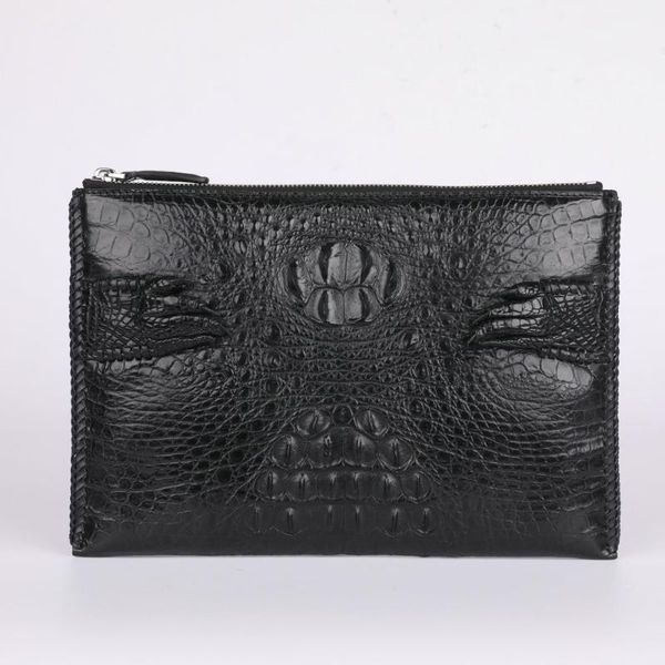 

siamese crocodile leather hand bag men's wallet business leisure made pocket with claw for man purses and handbags ing, Red;black