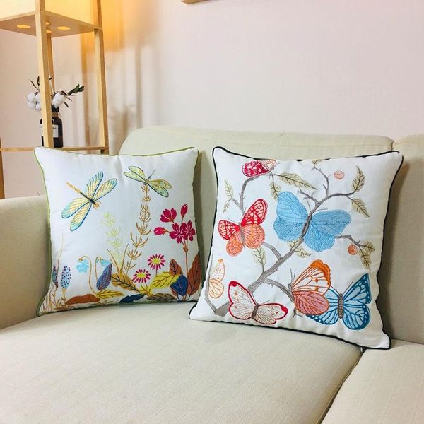 

cushion/decorative pillow embroidery pastoral pillowcases butterfly peacock tree of life dragonfly country style cushion cover for home deco