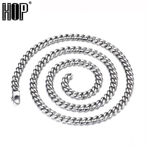 

chains hip width 6mm silver color 316l stainless steel necklace men cuban miami chain twisted necklaces jewelry 20-30inch length