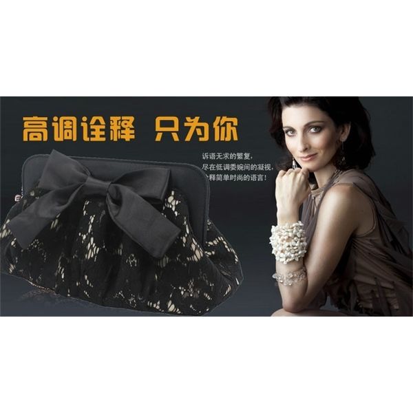 

new style lace bow hand banquet dress bag