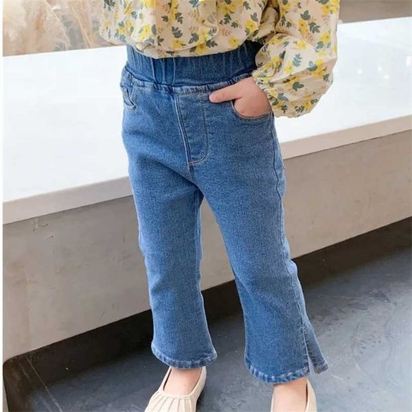 

children's spring jeans autumn pants trousers children's cotton pants girls' fashionable split flared p4 243 211103, Blue