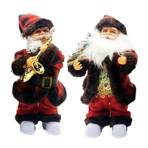 

christmas decorations 3.54*2.95*11.02in electric music santa claus doll toy home ornament decor