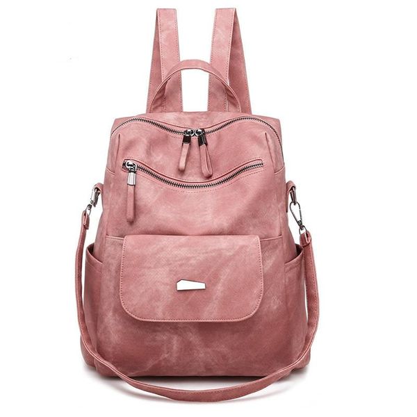 

backpack 2021 women's bag pu shoulder fashion retro