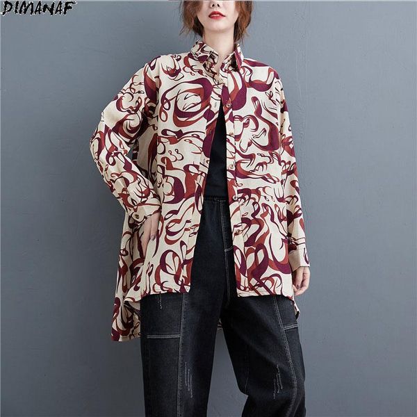 

dimanaf 2021 plus size women blouse striped autumn casual shirts indie folk ladies vintage large tees spring blouse, White