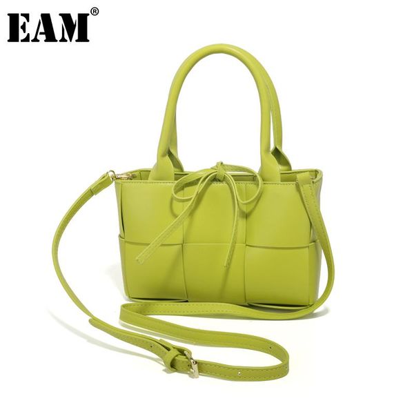 

shoulder bags [eam] women weave handbag composite bag pu leather personality all-match crossbody fashion tide 2021 18a3418