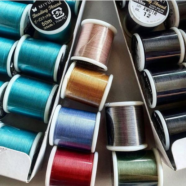 

taidian 100% nylon thread 330dtex 50 meters made in japan miyuki thread for bead work, Blue;slivery