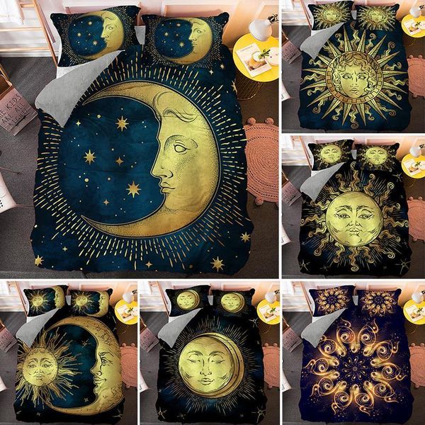 

bedding sets sun and moon luxury king  set 2/3pcs duvet covers quilt cover large size home textile cn(origin