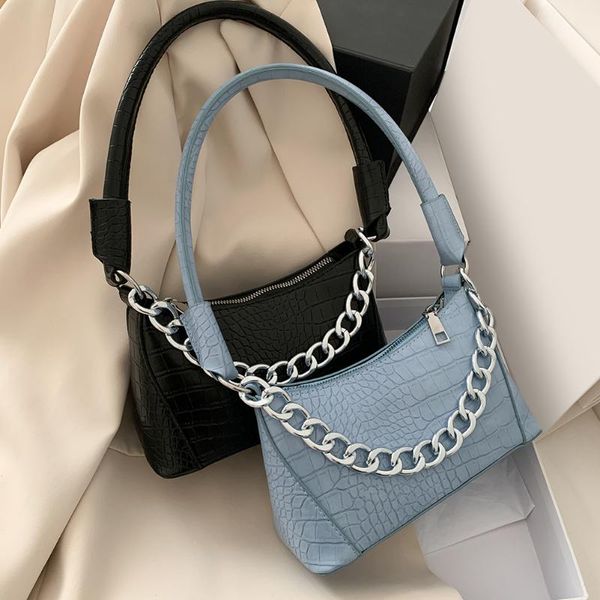 

evening bags 2021 fashion women alligator pattern small shoulder pu leather underarm bag bolsa feminina female thick chain tote
