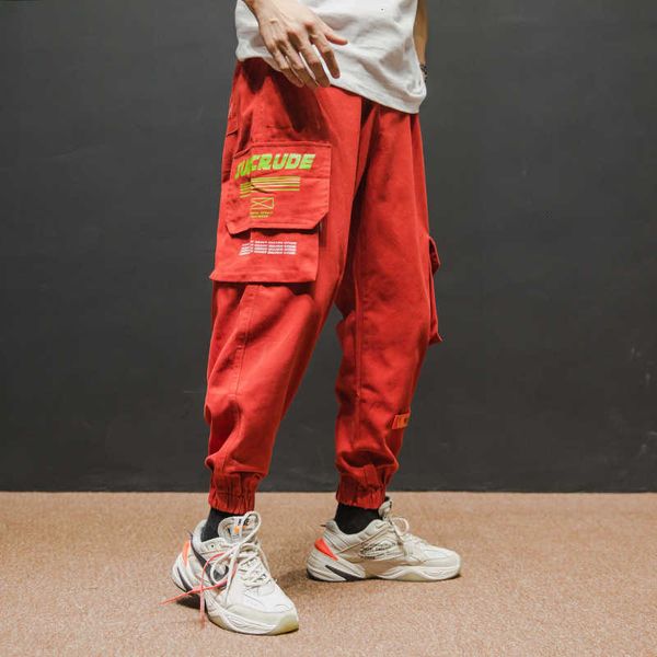 

men's jeans fashion streetwear fit big pocket casual printed designer trousers hip hop joggers pants men 64wg 11zo, Blue