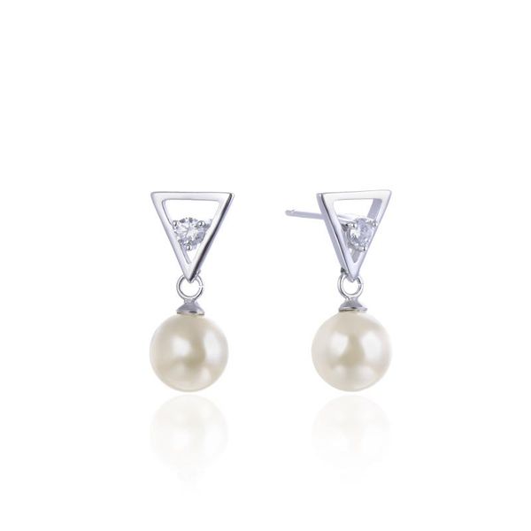 

other fashion s925 sterling silver triangle earrings natural white pearl ear jewelry love promise birthday gift for mother chdar002298, Golden;silver