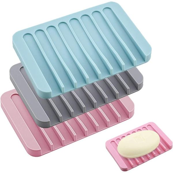 

soap dishes silicone dish for bathroom shower home kitchen tub sponge holder self-draining bar tray container