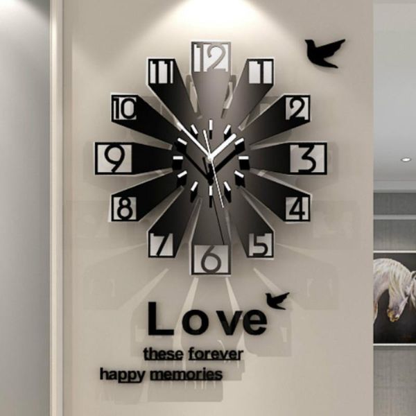 

wall clocks creative watch 3d clock acrylic living room modern silent large home decor reloj de pared gift ideas