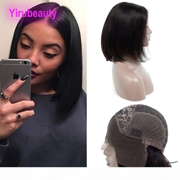 

brazilian virgin hair 13x4 bob hair lace front wig with baby hair natural color straight bob wig 10-18inch yirubeauty straight, Black;brown