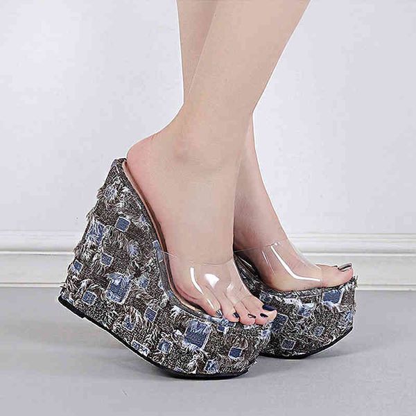 

sandals summer ethnic design platform wedge fish mouth women's 16cm thick high heels 5c7w, Black