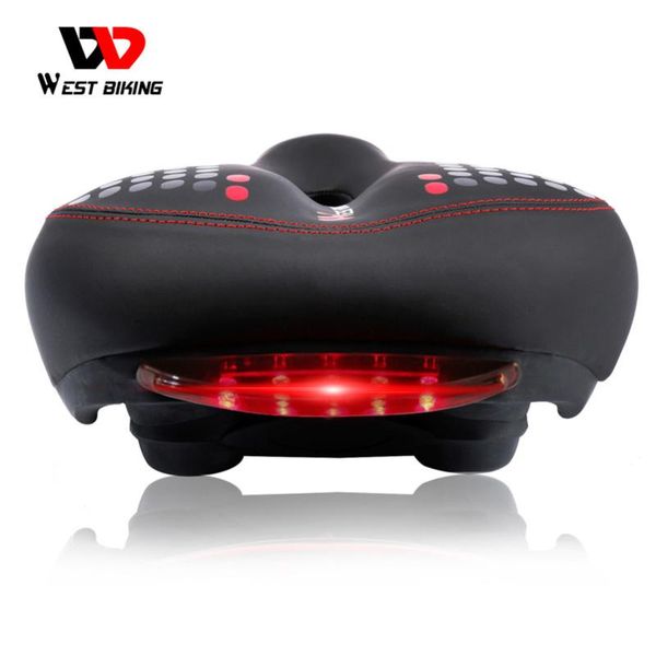 

bike saddles west biking bicycle saddle thicken widen mtb soft comfortable seat cycling rear warning lamp