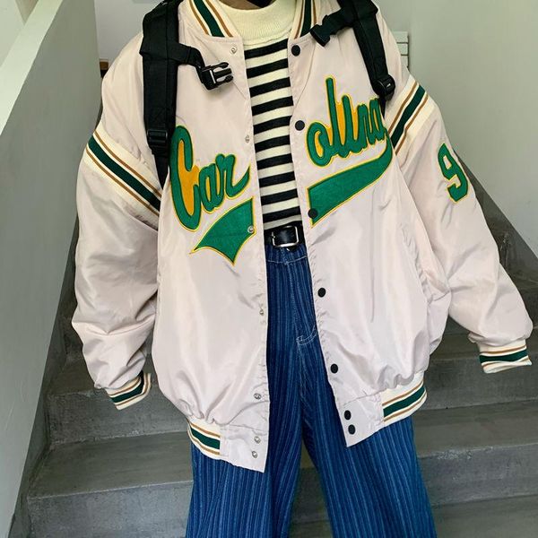 

women's jackets spring coat american baseball bomber autumn jacket loose retro men women couples harajuku plus size streetwear, Black;brown