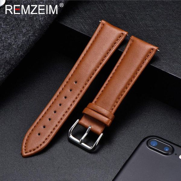 

watch bands 18mm 20mm 22mm 24mm calfskin leather watchband soft material band wrist strap with silver stainless steel buckle, Black;brown