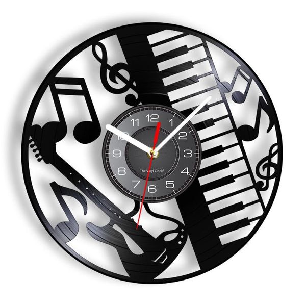 

wall clocks music note clock piano record guitar silent movement watch mute musician home decor creative modern design