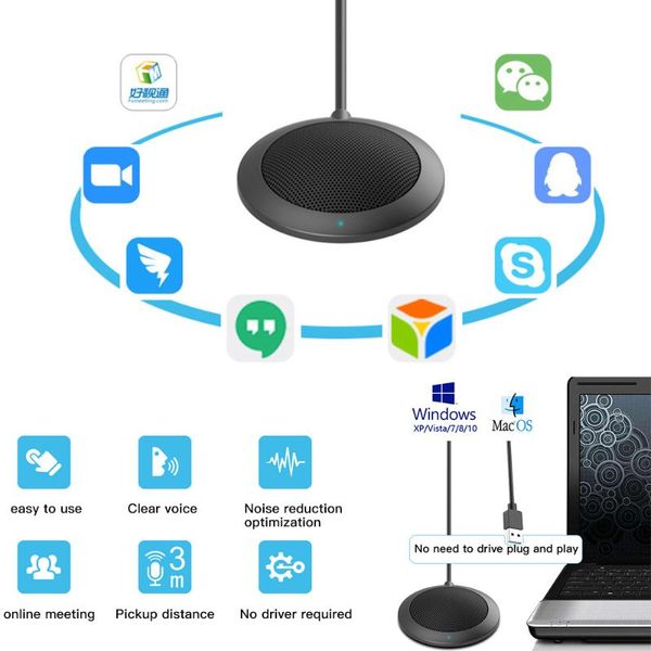 

mic usb connector omni-directional condenser microphone for meeting business conference for computer pc chat video games live
