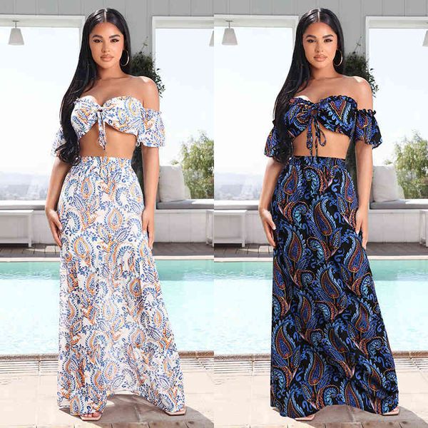 

2021 summer new women's wrap up skirt off shoulder print dress, Black;gray
