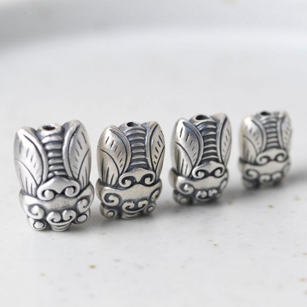 

2021 new s925 pure retro matte thai sier handmade diy golden cicada knowing bucket beads accessories 9d7y, Silver
