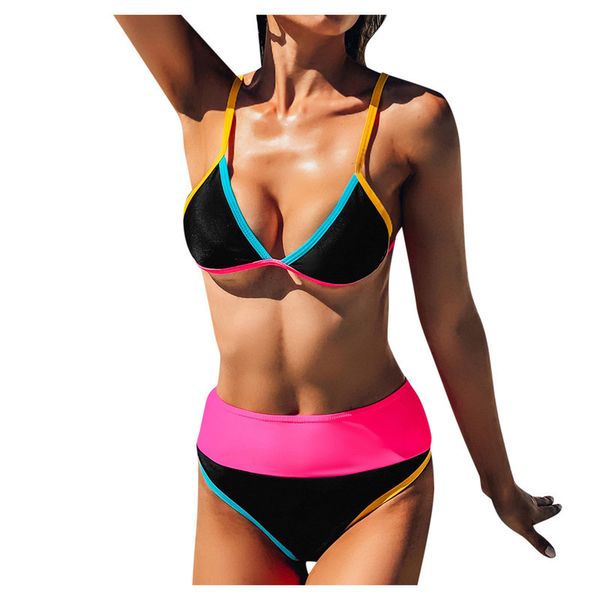 

buy women badmode contrast stixels up high cut been bikini set two batsuit backless swim suit # bl2, White;black