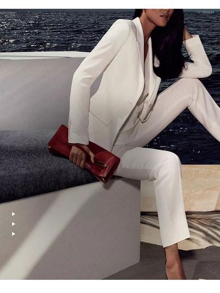 

women's two piece pants custom made white women ladies business office tuxedos work wear suits bespoke jacket+pants1