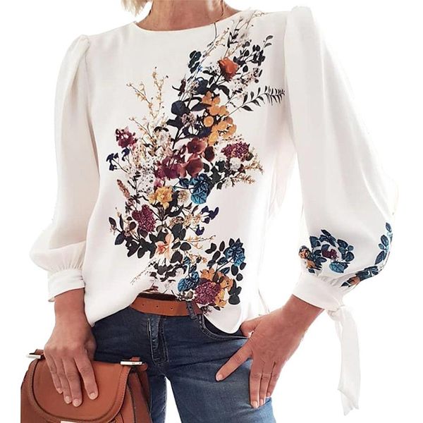 

womens blouses print blouse women long sleeve blusa spring chic casual white office lady femme vintage mujer