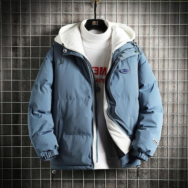 

men's down & parkas korean fashion jacket men winter puffer thick warm coat with hooded cotton padded outwear clothing, Black