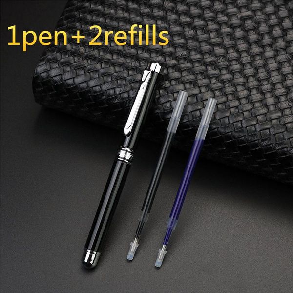

gel pens metal roller pen luxury give 2 refills 0.5mm blue/black ink for business writing office school supplies