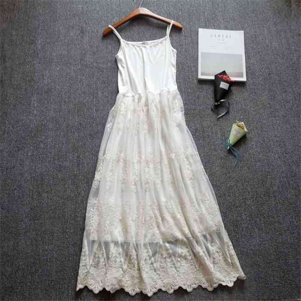 

harajuku modal mori girl sweet dress women sleeveless femmes black white lace layer embroidery hollow out underdress u582, Black;gray