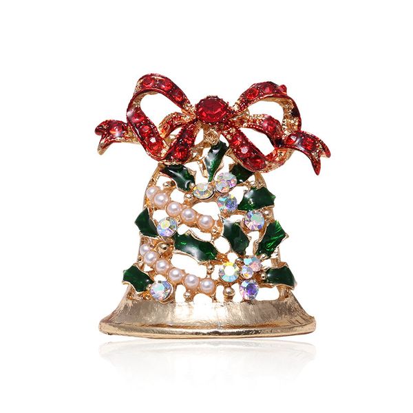 

factory bell jewelry alloy inlaid diamond hand dripped oil brooch christmas
