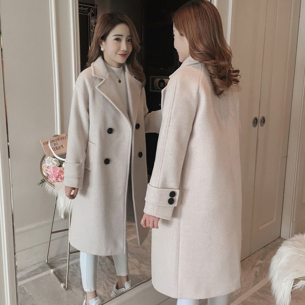

women's section new autumn and wear student winter thick wool coat isfh, Black