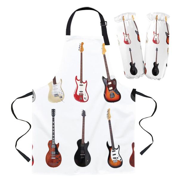 

aprons electric guitar music kitchen for women bibs household cleaning pinafore home cooking apron