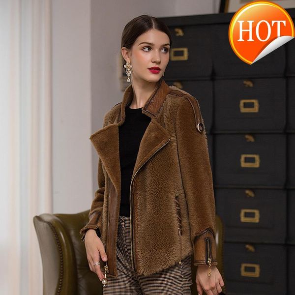 

real fur natural coat female genuine leather jacket autumn winter sheepskin coat women clothes 2021 vintage short zt4410, Black