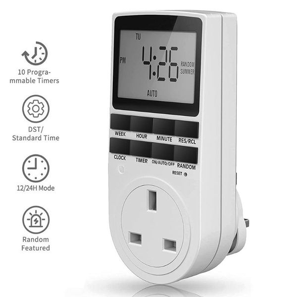 Timers Digital Timer Plugue Soquete elétrico Switch Electrical Switch Anti-roubo aleatório e medidor de verão